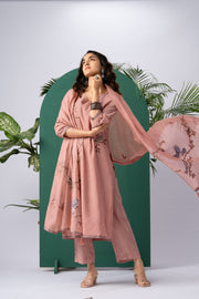 Silk & Stories Pink Viscose Cotton Stitched Suit Sets